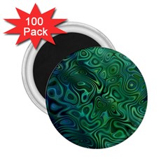 Emerald Green Blue Marbled Color 2 25  Magnets (100 Pack)  by SpinnyChairDesigns