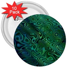 Emerald Green Blue Marbled Color 3  Buttons (10 Pack)  by SpinnyChairDesigns