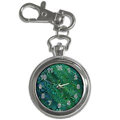 Emerald Green Blue Marbled Color Key Chain Watches by SpinnyChairDesigns