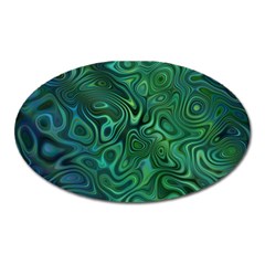 Emerald Green Blue Marbled Color Oval Magnet by SpinnyChairDesigns