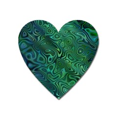 Emerald Green Blue Marbled Color Heart Magnet by SpinnyChairDesigns