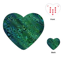 Emerald Green Blue Marbled Color Playing Cards Single Design (heart) by SpinnyChairDesigns