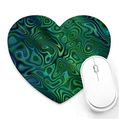 Emerald Green Blue Marbled Color Heart Mousepads by SpinnyChairDesigns