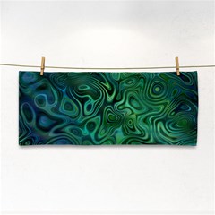 Emerald Green Blue Marbled Color Hand Towel by SpinnyChairDesigns