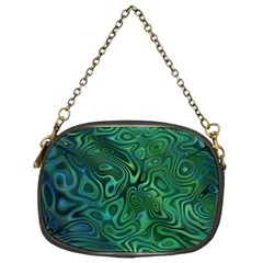 Emerald Green Blue Marbled Color Chain Purse (one Side) by SpinnyChairDesigns