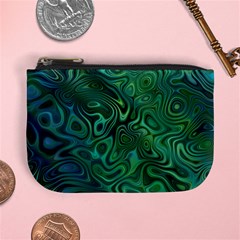 Emerald Green Blue Marbled Color Mini Coin Purse by SpinnyChairDesigns