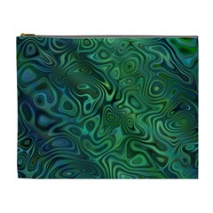 Emerald Green Blue Marbled Color Cosmetic Bag (xl) by SpinnyChairDesigns