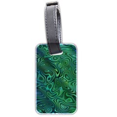 Emerald Green Blue Marbled Color Luggage Tag (two Sides) by SpinnyChairDesigns