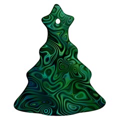 Emerald Green Blue Marbled Color Christmas Tree Ornament (two Sides) by SpinnyChairDesigns