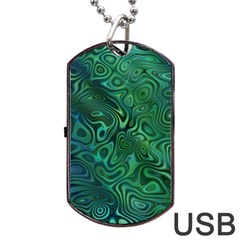 Emerald Green Blue Marbled Color Dog Tag Usb Flash (two Sides) by SpinnyChairDesigns