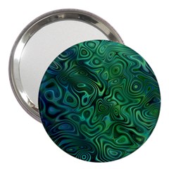 Emerald Green Blue Marbled Color 3  Handbag Mirrors by SpinnyChairDesigns