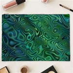 Emerald Green Blue Marbled Color Cosmetic Bag (XXL) Front