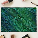 Emerald Green Blue Marbled Color Cosmetic Bag (XXL) Back