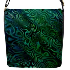 Emerald Green Blue Marbled Color Flap Closure Messenger Bag (s) by SpinnyChairDesigns