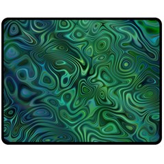 Emerald Green Blue Marbled Color Double Sided Fleece Blanket (medium)  by SpinnyChairDesigns