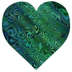 Emerald Green Blue Marbled Color Wooden Puzzle Heart by SpinnyChairDesigns