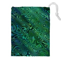 Emerald Green Blue Marbled Color Drawstring Pouch (4xl) by SpinnyChairDesigns