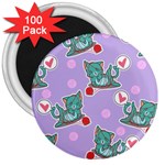 Playing cats 3  Magnets (100 pack) Front