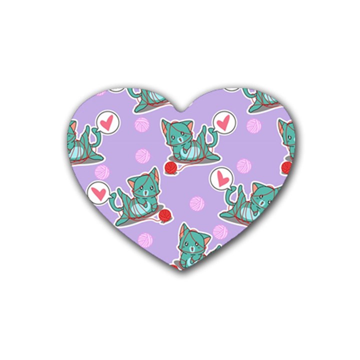 Playing cats Rubber Coaster (Heart) 