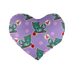 Playing Cats Standard 16  Premium Heart Shape Cushions by Sobalvarro