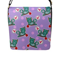 Playing Cats Flap Closure Messenger Bag (l) by Sobalvarro