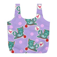 Playing Cats Full Print Recycle Bag (l) by Sobalvarro