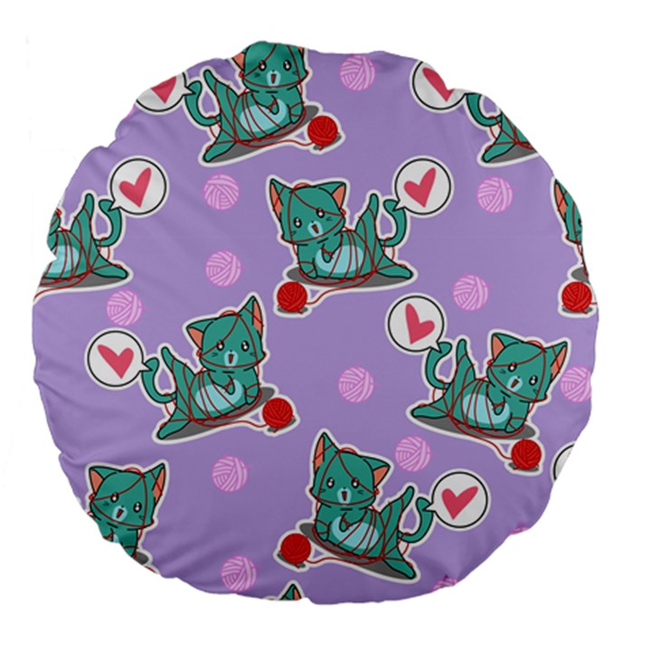 Playing cats Large 18  Premium Flano Round Cushions