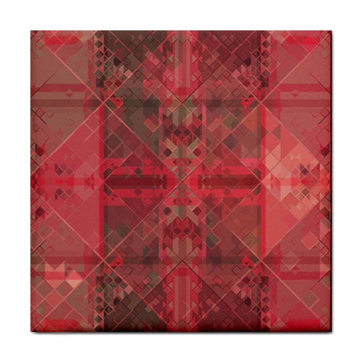 Indian Red Color Geometric Diamonds Tile Coaster