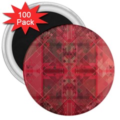 Indian Red Color Geometric Diamonds 3  Magnets (100 Pack) by SpinnyChairDesigns