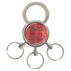 Indian Red Color Geometric Diamonds 3-ring Key Chain by SpinnyChairDesigns