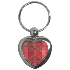 Indian Red Color Geometric Diamonds Key Chain (heart) by SpinnyChairDesigns