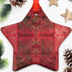 Indian Red Color Geometric Diamonds Star Ornament (two Sides) by SpinnyChairDesigns