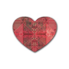 Indian Red Color Geometric Diamonds Heart Coaster (4 Pack)  by SpinnyChairDesigns