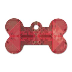 Indian Red Color Geometric Diamonds Dog Tag Bone (two Sides) by SpinnyChairDesigns