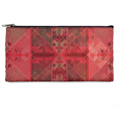 Indian Red Color Geometric Diamonds Pencil Case by SpinnyChairDesigns