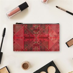 Indian Red Color Geometric Diamonds Cosmetic Bag (small) by SpinnyChairDesigns