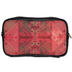 Indian Red Color Geometric Diamonds Toiletries Bag (two Sides) by SpinnyChairDesigns