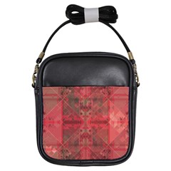 Indian Red Color Geometric Diamonds Girls Sling Bag by SpinnyChairDesigns