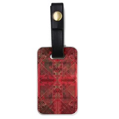 Indian Red Color Geometric Diamonds Luggage Tag (one Side) by SpinnyChairDesigns