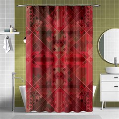 Indian Red Color Geometric Diamonds Shower Curtain 48  X 72  (small)  by SpinnyChairDesigns