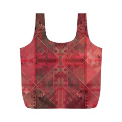 Indian Red Color Geometric Diamonds Full Print Recycle Bag (m) by SpinnyChairDesigns