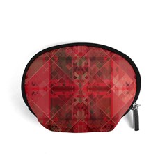 Indian Red Color Geometric Diamonds Accessory Pouch (small) by SpinnyChairDesigns