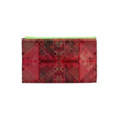 Indian Red Color Geometric Diamonds Cosmetic Bag (xs) by SpinnyChairDesigns