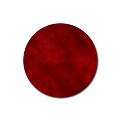 Scarlet Red Velvet Color Faux Texture Rubber Round Coaster (4 Pack)  by SpinnyChairDesigns