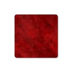 Scarlet Red Velvet Color Faux Texture Square Magnet by SpinnyChairDesigns