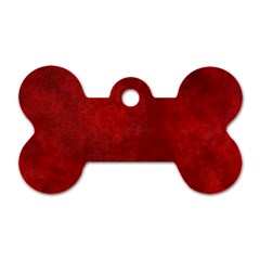 Scarlet Red Velvet Color Faux Texture Dog Tag Bone (two Sides) by SpinnyChairDesigns