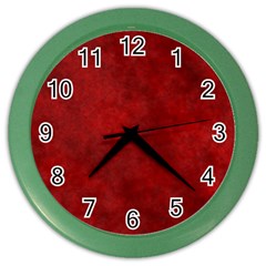 Scarlet Red Velvet Color Faux Texture Color Wall Clock by SpinnyChairDesigns