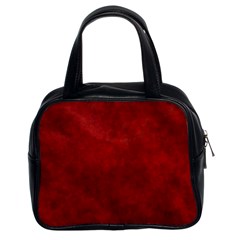 Scarlet Red Velvet Color Faux Texture Classic Handbag (two Sides) by SpinnyChairDesigns