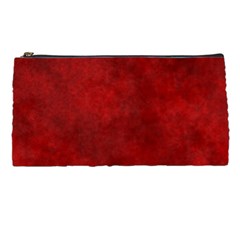 Scarlet Red Velvet Color Faux Texture Pencil Case by SpinnyChairDesigns