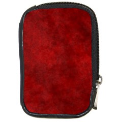 Scarlet Red Velvet Color Faux Texture Compact Camera Leather Case by SpinnyChairDesigns